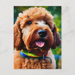 Carte Postale Caniche marron adorable 