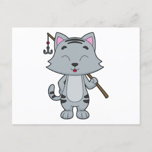 Carte Postale Canne à pêche de pêcheur de chats