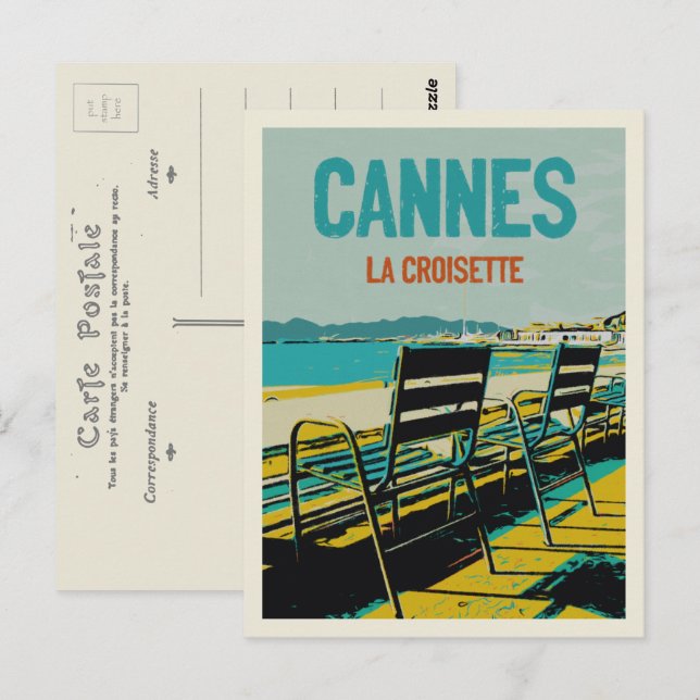 Carte Postale Cannes Côte d'Azur France, vue Croisette (Devant / Derrière)