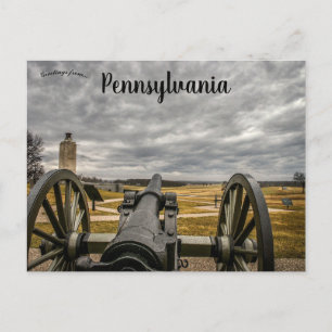 Carte Postale Cannon et le Mémorial de la Paix Gettysburg Pennsy