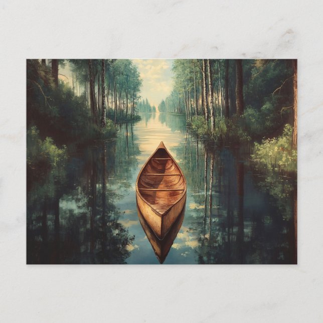 Carte Postale Canot sur une rivière Pittoresque (Devant)