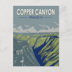 Carte Postale Canyon de cuivre art de voyage vintage Mexique