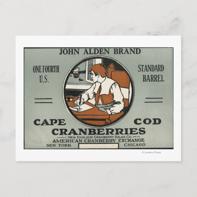 Carte Postale Cape Cod John Alden Marque Cranberry Étiquette (Devant)