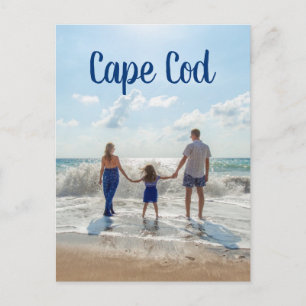 Carte Postale Cape Cod Souvenir Sable et Vagues avec Famille