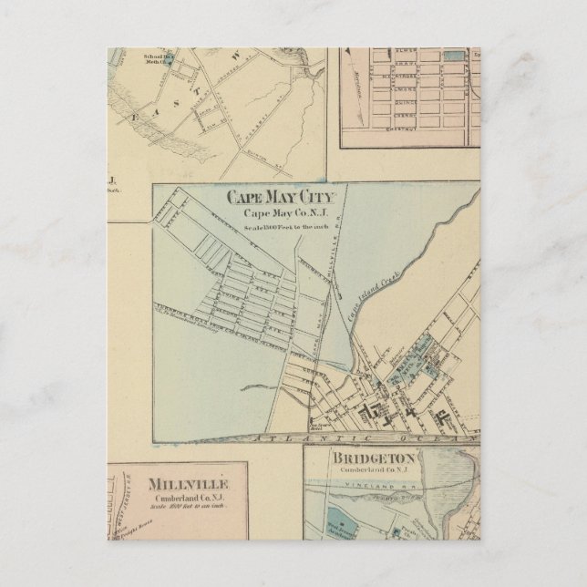 Carte Postale Cape May City, Salem, Vineland, Millville (Devant)