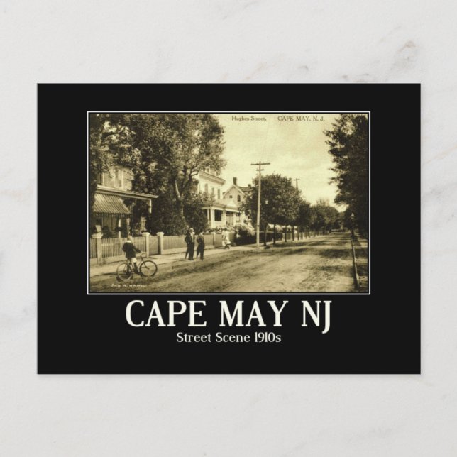 Carte Postale Cape May NJ Hughes St, 1910 (Devant)