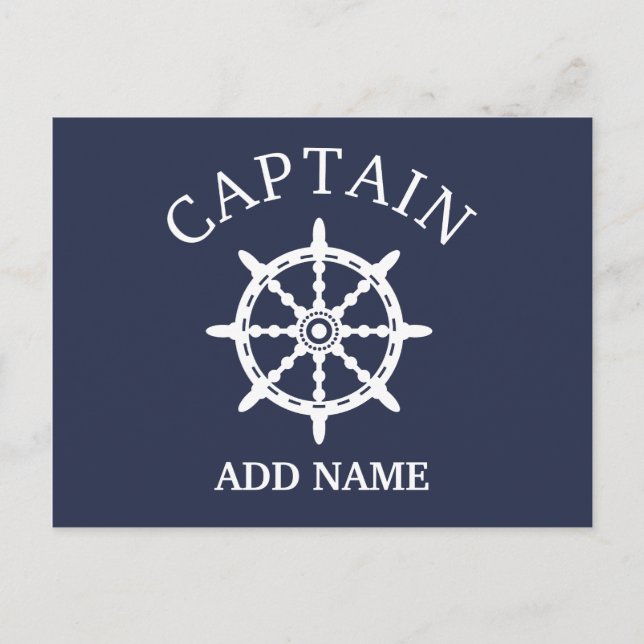 Carte Postale Capitaine de bateau (Personnaliser le nom du capit (Devant)