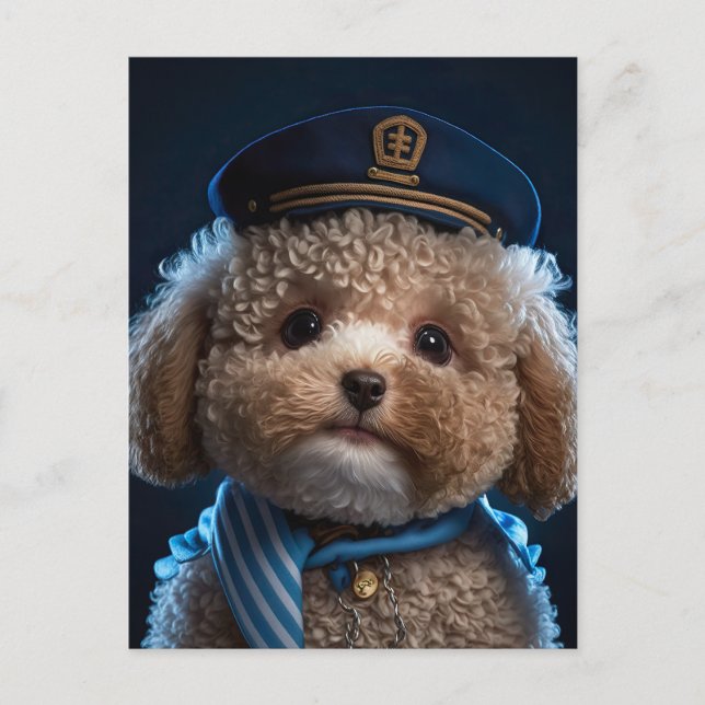 Carte Postale Capitaine du pilote de caniche (Devant)