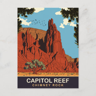 Carte Postale Capitol Reef, cheminée de roche, Voyage