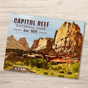 Carte Postale Capitol Reef National Park Utah Desert Watercolor