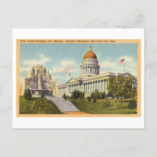 Carte Postale Capitole d'Etat vintage à Salt Lake City, Utah