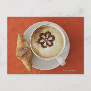 Carte Postale Cappuccino au chocolat et un croissant, Italie