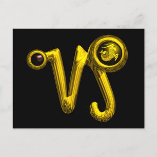 Carte Postale CAPRICORN GOLD ZODIAC BIJOU D'ANNIVERSAIRE, Onyx N