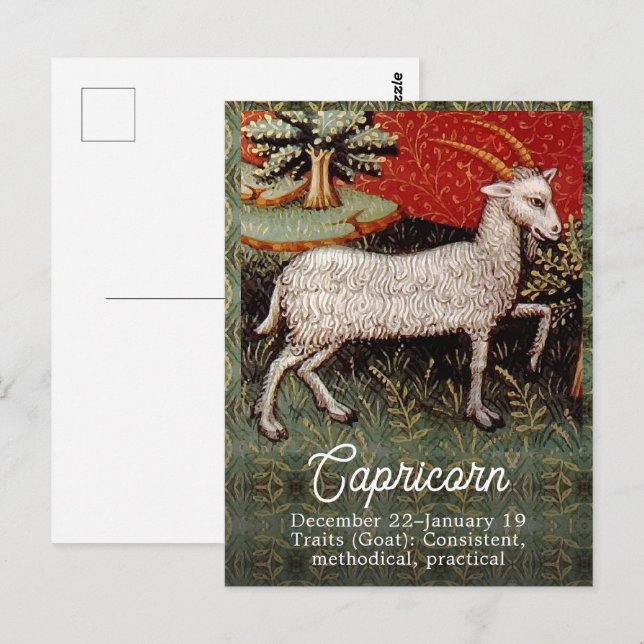 Carte Postale Capricorne chèvre signe Zodiac fête d'anniversaire (Devant / Derrière)