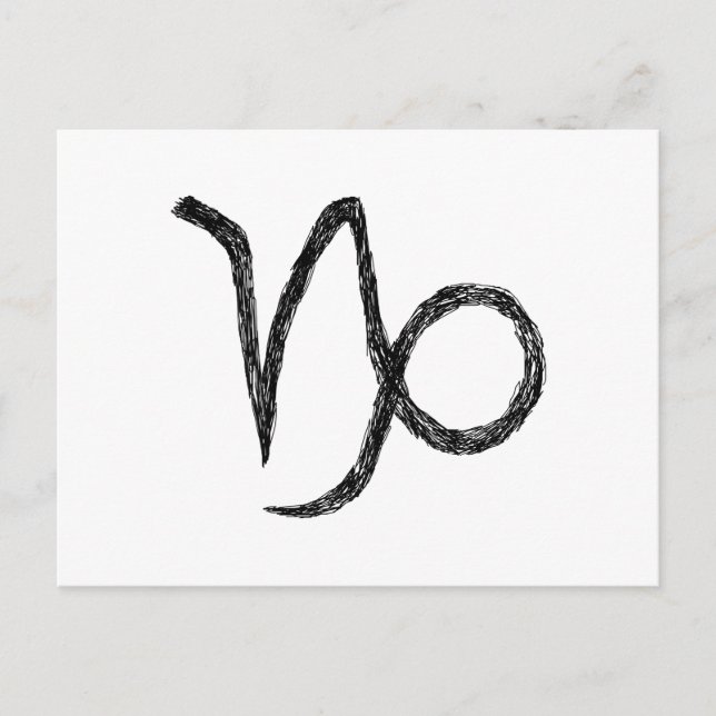 Carte Postale Capricorne. Panneau astrologie zodiaque. Noir. (Devant)