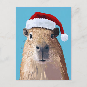 Carte Postale Capybara de fête à Santa Hat