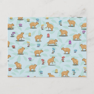 Carte Postale Capybara et mushroom pattern