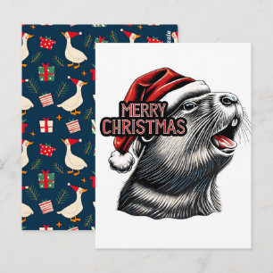 Carte Postale Capybara Noël Santa en dab – Drôle de fête