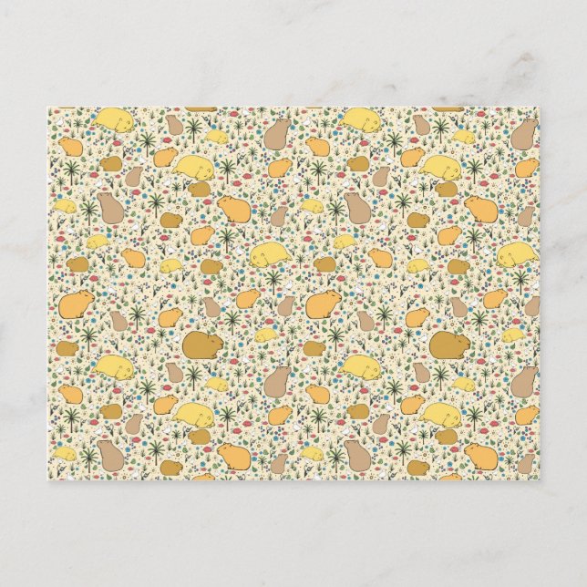 Carte Postale Capybaras en jaune (Devant)