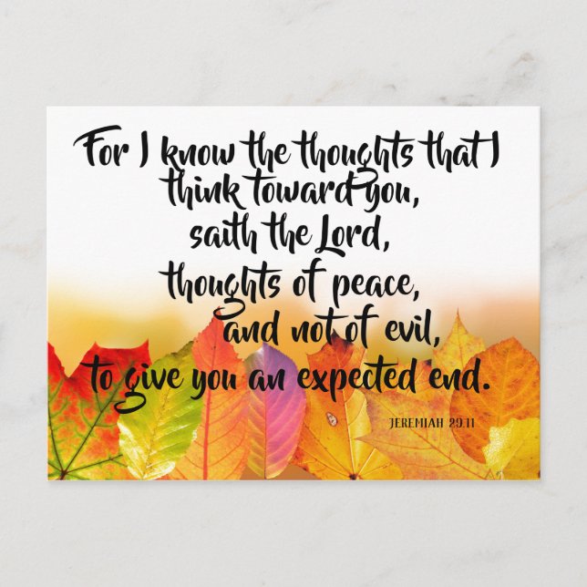 Carte Postale Car je connais les pensées KJV Jeremiah Verse (Devant)