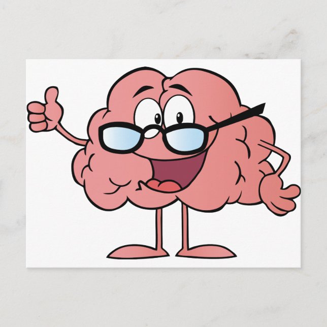 Carte Postale Caractère Caricature Du Cerveau Donnant Le Pouce V (Devant)