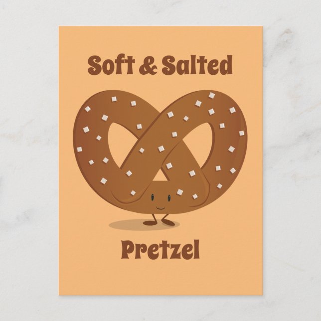 Carte Postale Caractère de dessin de Pretzel salé souriant (Devant)