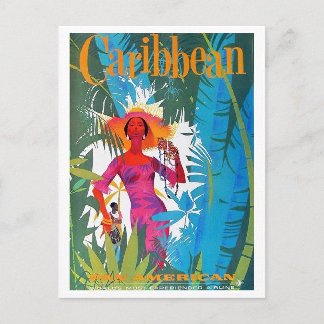 Carte Postale Caraibes Airlines Voyage Retro Inspiré (Devant)