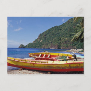 Carte Postale Caraïbes, BWI, Sainte-Lucie, voiliers, Soufriere.