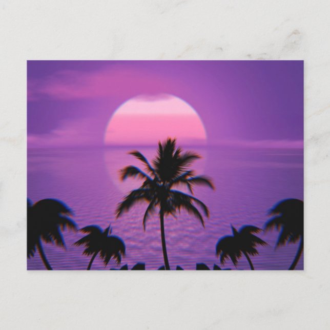 Carte Postale Caraïbes Sunset Vaporwave esthétique Rétro 80s 90s (Devant)