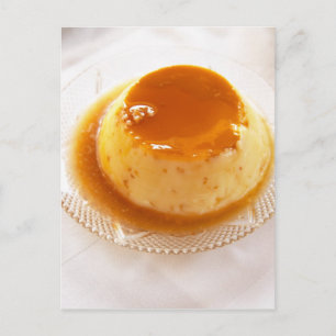Carte Postale Caramel de crème type pudding avec caramel