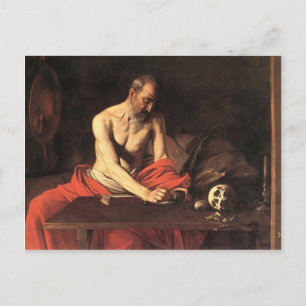 Carte Postale Caravaggio - Écriture Saint Jérôme