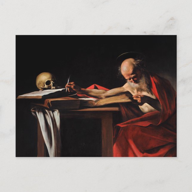Carte Postale Caravaggio - Écriture Saint Jérôme (Devant)
