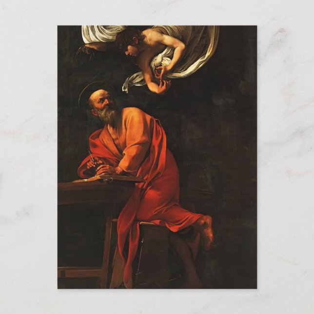 Carte Postale Caravaggio - Inspiration de Saint Matthieu (Devant)