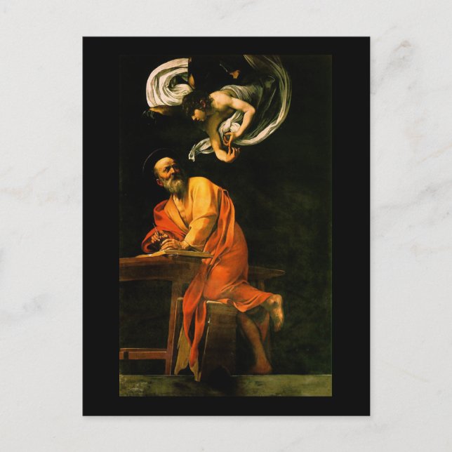 Carte Postale Caravaggio l'inspiration de St Matthew (Devant)