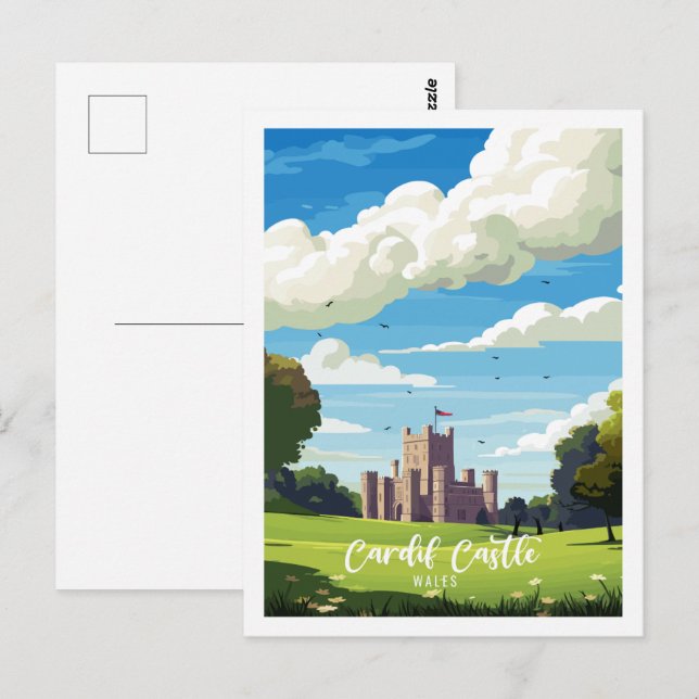 Carte Postale Cardiff Castle Wales voyage millésime (Devant / Derrière)