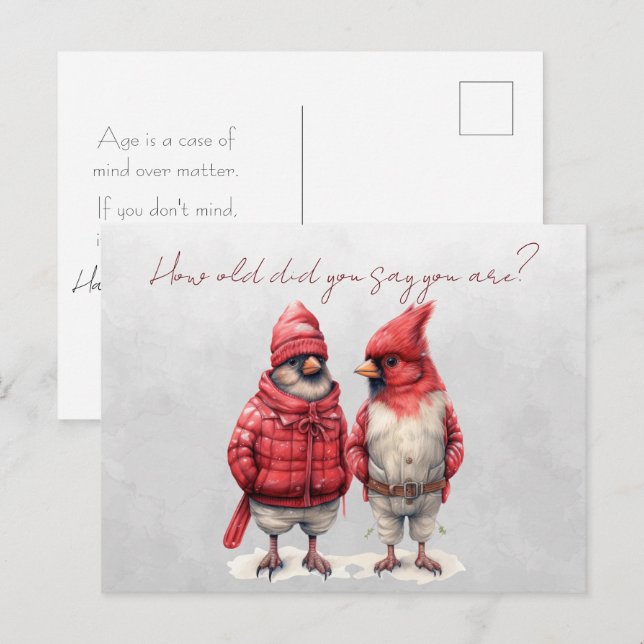 Carte Postale Cardinal Birthday Card Quel Âge Avez-Vous Dit Être (Devant / Derrière)