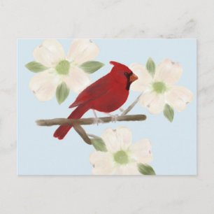 Carte postale Cardinal et Dogwood Watercolor