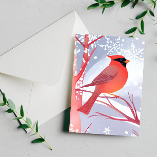 Carte Postale Cardinal Rouge   Belle Peinture à l'Aquarelle