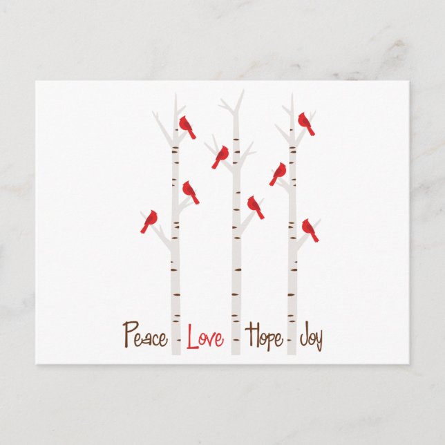 Carte Postale Cardinaux sur une branche (Devant)