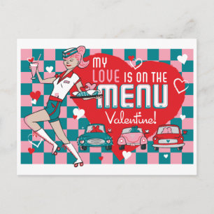 Carte postale Carhop Retro Drive-In Valentine