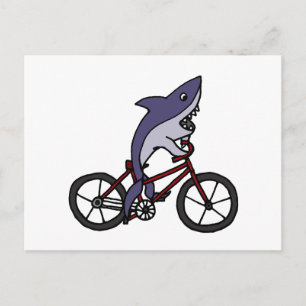 Carte Postale Caricature à vélo pour requin soyeux