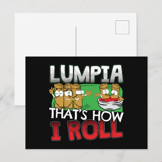 Carte Postale Caricature alimentaire philippine Lumpia (Devant / Derrière)
