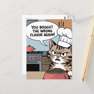 Carte Postale Caricature alimentaire pour chats au mauvais goût