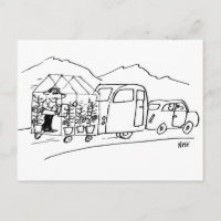 Caricature amusante de voiture remorque caravane e