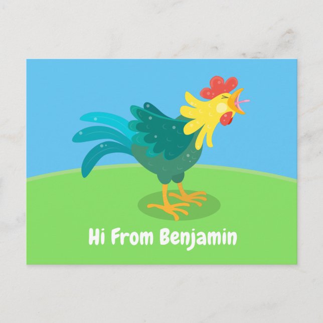 Carte Postale Caricature amusante du coq à rames (Devant)