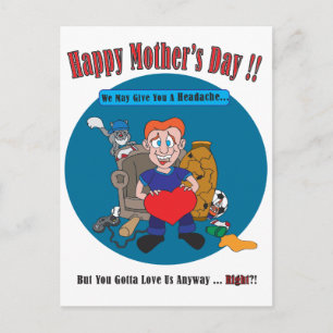Carte Postale Caricature amusante pour enfants Bonne fête des mè