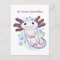 Caricature axolotl rose adorable