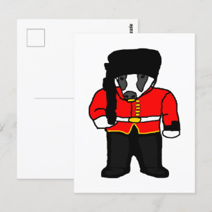 Carte Postale Caricature de Beefeater Badger de la Garde royale 