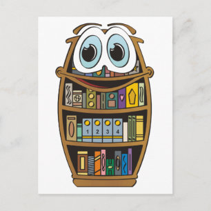 Carte Postale Caricature de bibliothèque