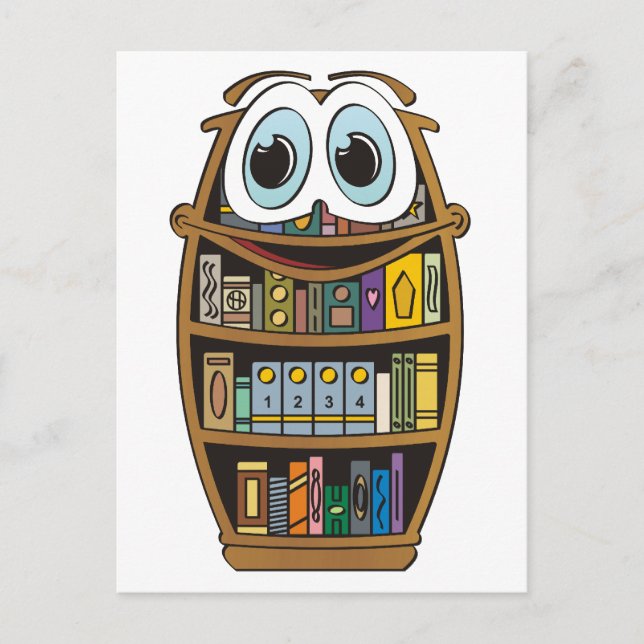 Carte Postale Caricature de bibliothèque (Devant)